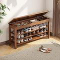 Shoe Rack Bench Seat Rubberwood 3-Tier Wooden Storage Bench 550lbs Compact Mid-Century Modern Design for Entryway, Hallway, Closet, Front Door Entrance, Foyer