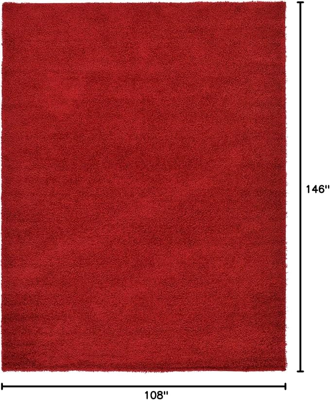 Unique Loom Solid Shag Collection Area Rug (9' x 12' 2" Rectangle Cherry Red)