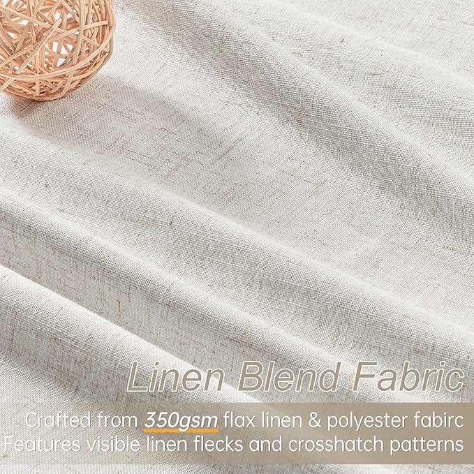 Topfinel 94 Inches Long Full Blackout Linen Curtains for Bedroom, Pinch Pleated Sound Block Curtains, Beige Decorative Elegant Farmhouse Lined Drapes 2 Panels Set for Living Room Sliding Door