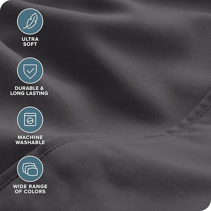 Bare Home Hotel Luxury Cal King Sheet Set, Extra Soft, 6 Piece Set, Deep Pockets, Easy Fit, Cooling & Breathable, Wrinkle, Fade, Stain Resistant, Includes 4 Pillowcases (California King, Grey)