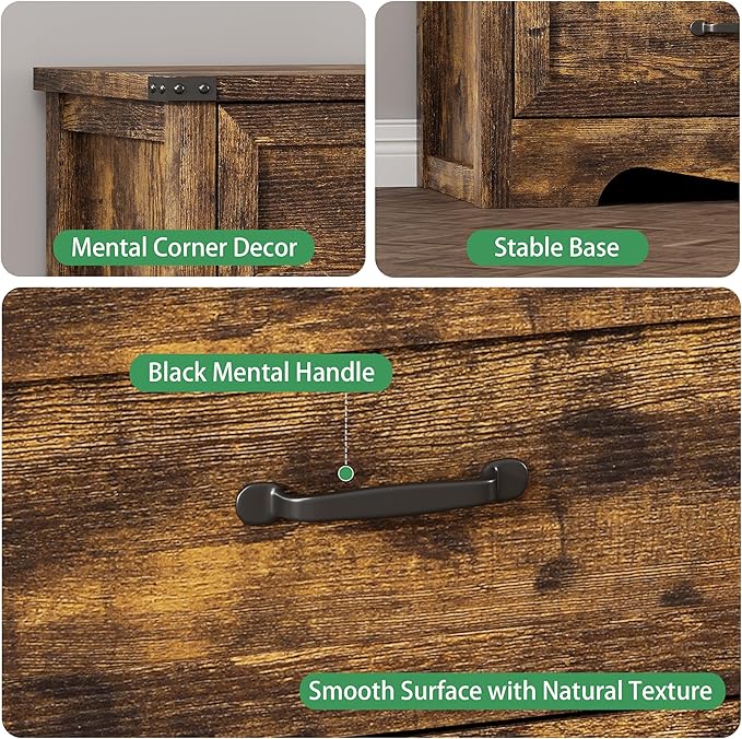 Dresser for Bedroom with 6 Drawers, 48" Wide Wood Chest of Drawers with Deep Drawers & Mental Handle, Wooden Dresser TV Stand, Modern Closet Storage Organizer for Living Room, Hallway, Entryway, Brown