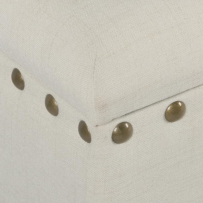 HomePop Large Storage Bench with Nailhead Trim - Cream