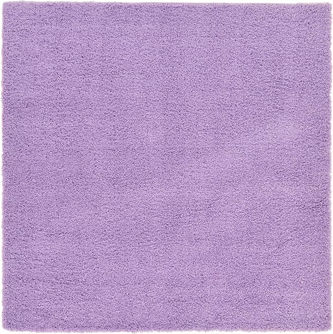 Unique Loom Solid Shag Collection Area Rug (8' Square, Lilac)