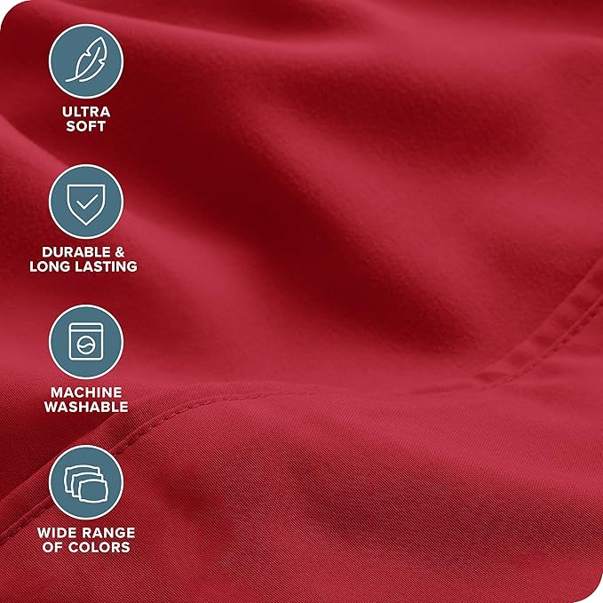 Bare Home Hotel Luxury King Sheet Set, Extra Soft - 6 Piece Set - Deep Pockets - Easy Fit - Cooling & Breathable - Wrinkle, Fade, Stain Resistant - Includes 4 Pillowcases (King, Red)