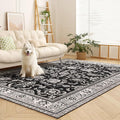 Area Rugs 8x10, Machine Washable Vintage Soft Rug for Living Room Large Rug Indoor Floor Non Slip Carpet for Bedroom Under Dining Table Home Office | Black White