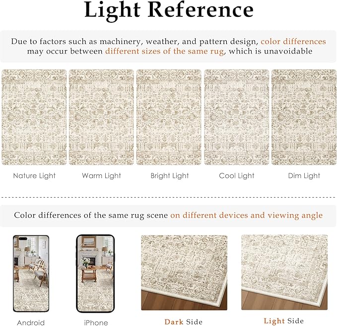Light Brown Runner Rug 2x8 Hallway Machine Washable Kitchen Vintage Distressed Non Slip Long Carpet Indoor Retro Floral Bedroom Accent Throw Rug for Bathroom Office Laundry Dining Room
