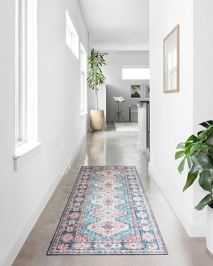 Loloi II Skye Collection SKY-03 Turquoise/Terracotta 6'-0" x 6'-0" Round Area Rug