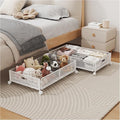Under Bed Storage with Wheels, Foldable Pattern Carved Metal Under The Bed Storage, Tool-Free Assembly Under Bed Storage Containers, 60L Underbed Storage for Bedroom Clothes Blankets-2 Pack