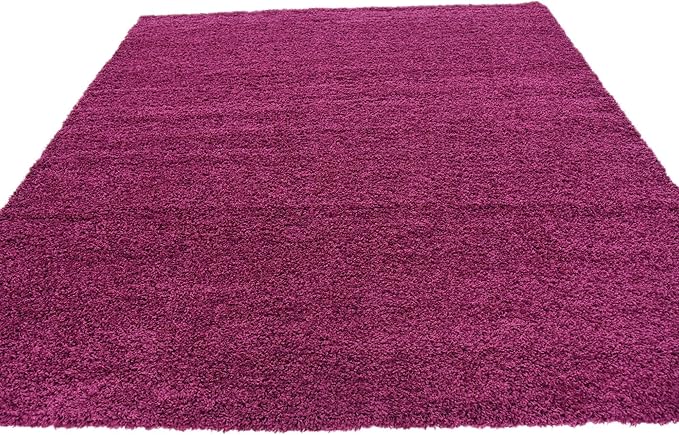 Unique Loom Solid Shag Collection Area Rug (8' Square, Eggplant Purple)