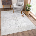 Bloom Rugs Washable Non-Slip 8' x 10' Rug - Beige/Off White Traditional Bordered Area Rug for Living Room, Bedroom, Dining Room, and Kitchen - Exact Size: 8' x 10'
