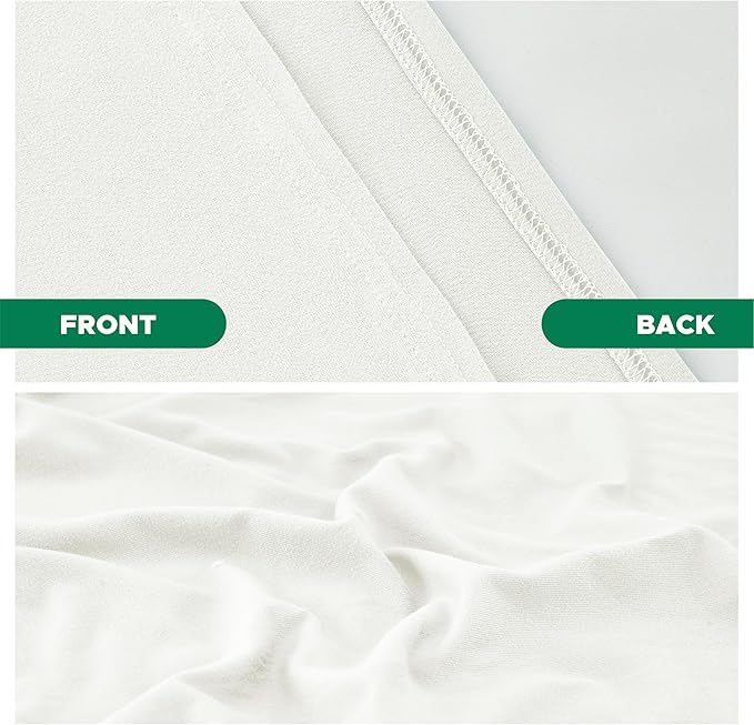 Biscaynebay Decorative Box Spring Cover Queen Size, Ivory Luxurious Jersey Knitting Stretchy Wrap Around 4 Sides Bed Skirt for Home/Hotels, Easy Fit Wrinkle Free Machine Washable