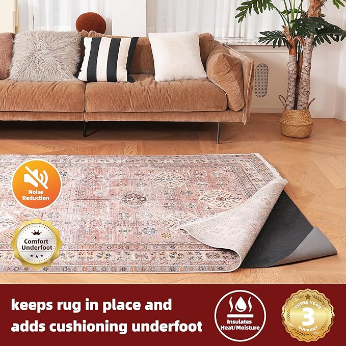 BAGAIL Felt and Natural Rubber Backing Rug Pads 1/4” Thick, 10 x 14 Ft Non Slip Carpet Gripper Keep Rugs in Place, Under Area Rug Protective Cushioned Pads, Carpet Runners, Hardwood Floors Protection