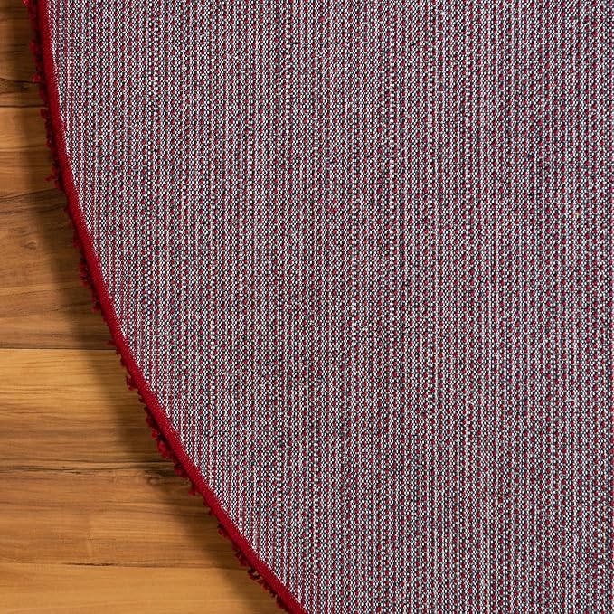 Unique Loom Solid Shag Collection Area Rug (3' 3" Round, Cherry Red)