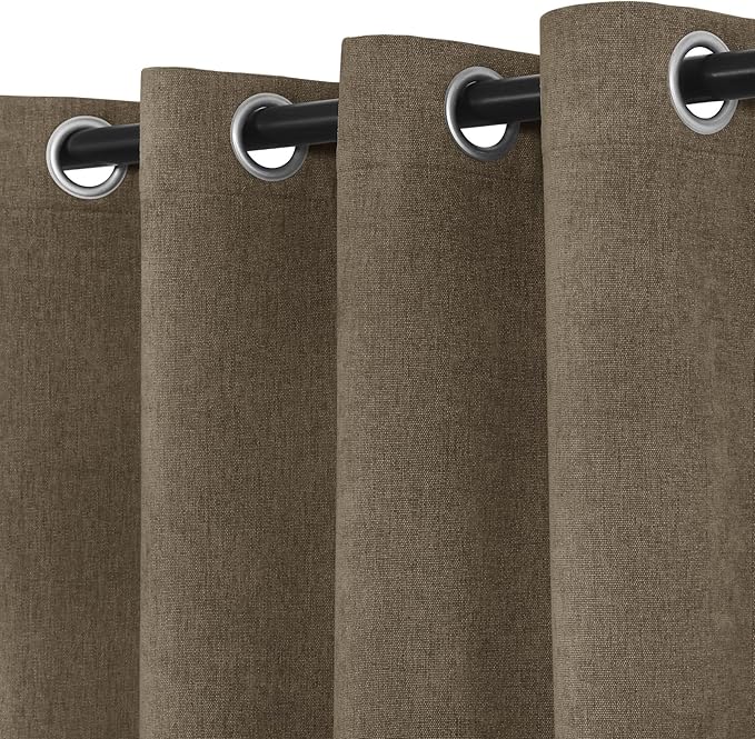 Macochico 100% Blackout Chenille Curtains 96 Inches Long for Hotel Nursery Noise Reducing Thermal Curtains for Bedroom Living Room Grommet Palm Curtains with Tieback 52" Wx96 L Classic 1 Panel