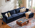 ABCASA 134.6" Luxury Modular Sectional Convertible Sofa with Storage Ottoman, L-Shape 5-Seat Oversized Comfy Couch Deep Seat with Reversible Chaise - Chenille Blue