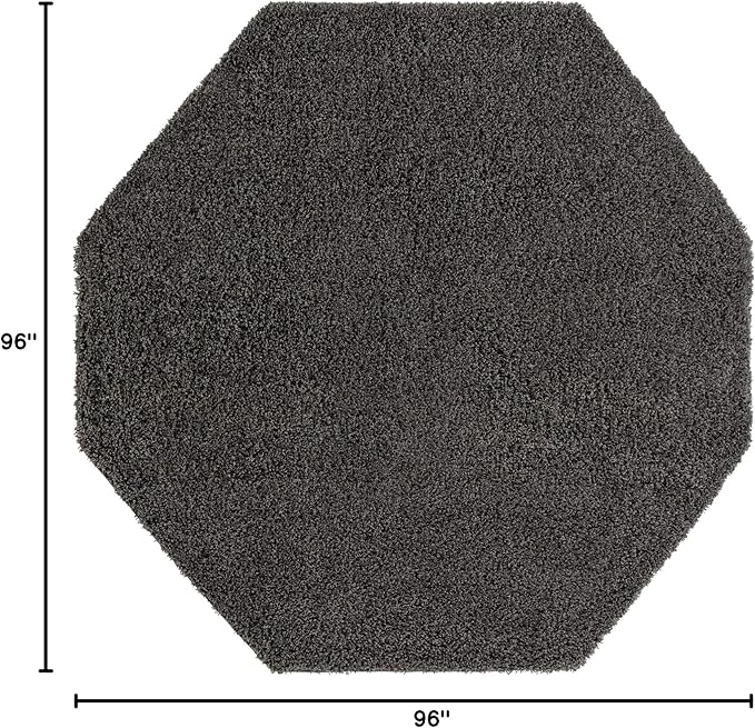 Unique Loom Solid Shag Collection Area Rug (8' Octagon, Graphite Gray)