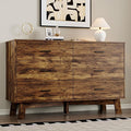 Dresser for Bedroom with 6-Drawer, 47.3" Modern Chest of Drawers with Metal Handles, X-Shape Base & Adjustable Center Leg, Anti-Tip Closet Organizers and Storage