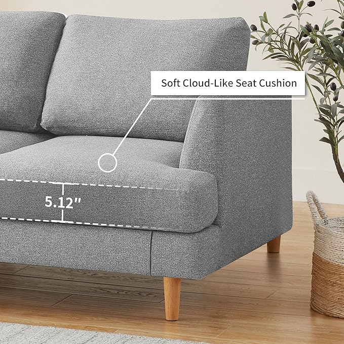 Loveseat Sofa 56", Small Couches for Small Spaces, Mid Century Love Seat Couches for Living Room, Upholstered 2-Seater Couch for Bedroom, Apartment, Grey