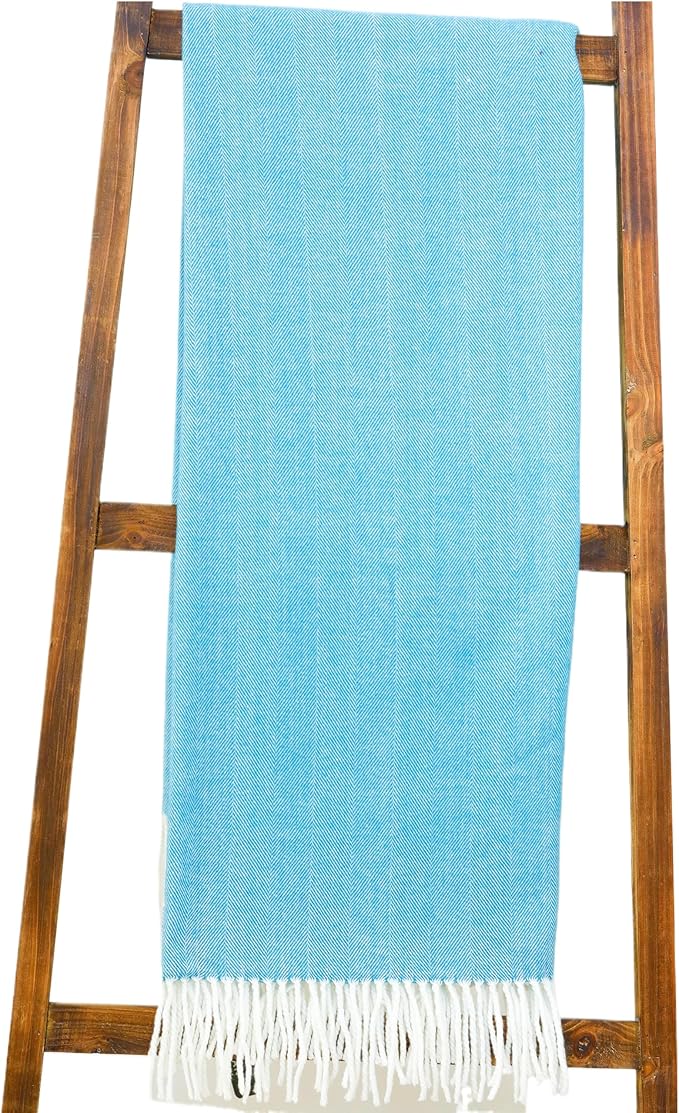Alashan - Cotton Acrylic Adirondack Herringbone Woven Throw Blanket - Soft Herringbone, Spring Lake