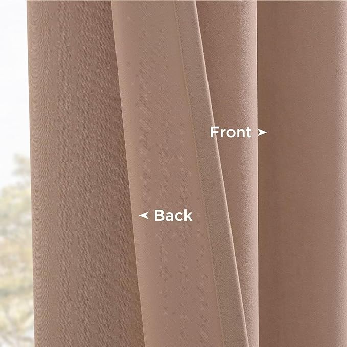 Joydeco Velvet Curtains Rose Beige Blackout Curtains Thermal Insulated 63 inches Long Window Curtains Super Soft Room Darkening Drapes for Bedroom Living Room Elegant Rod Pocket 2 Panels Rose Beige