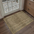 Brown 2x3 Area Rug Washable Vintage Small Carpet for Entryway Kitchen Soft Retro Floral Low Pile Thin Door Mat Non Slip Traditional Distressed Rug for Bathroom Office Bedroom Dining Room