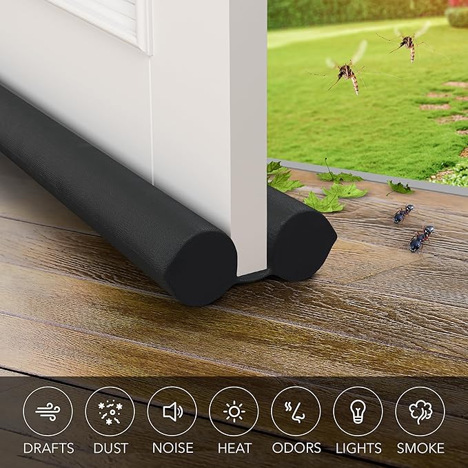Everlasting Comfort 2 Sided Under Door Draft Stopper for Bottom of Doors - Quick Install, Keeps Heat In & Cold Air Out - Sound Proofing Foam Strip Gap Filler, Noise Blocker for Interior -Fits 30"-36"W