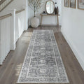 Blue 2x8 Runner Rug Hallway Non Slip Kitchen Vintage Distressed Long Carpet Indoor Machine Washable Traditional Floral Bedroom Accent Throw Rug for Office Laundry Bathroom Dining Living Room