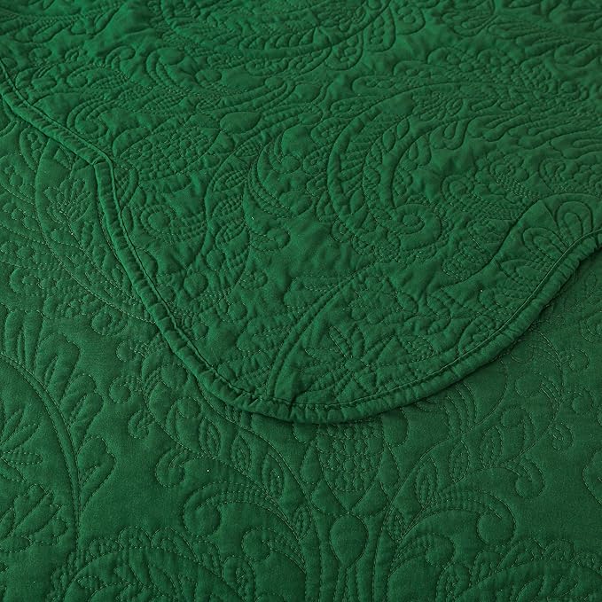 HoneiLife King Size Quilt Sets - 3 Piece Microfiber Quilt Set Lightweight Bedspreads Reversible Coverlets Rustic Bed Cover King Quilt Bedding Set All Season Quilts-Green