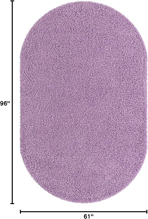 Unique Loom Solid Shag Collection Area Rug (5' 1" x 8' Oval, Lilac)
