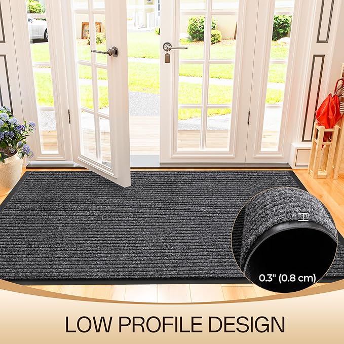 Amyracel Front Door Mat Indoor Outdoor Entrance, 36" x 60" All-Season Waterproof Doormat for Enterway, Heavy Duty Commercial Floor Mat, Fade Resistant, Rubber Back, Low Profile, Easy Clean
