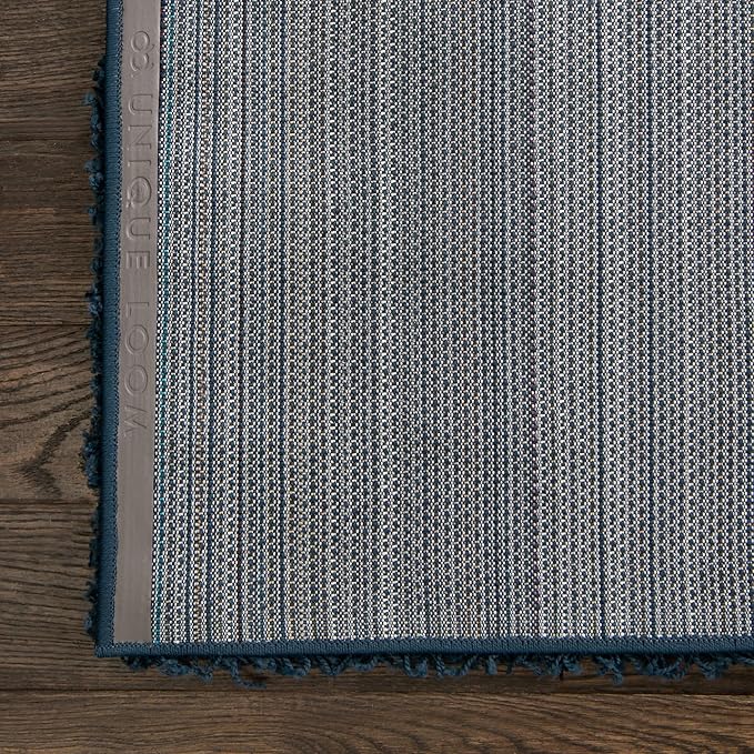 Unique Loom Solid Shag Collection Area Rug (5' 1" x 8' Rectangle, Sapphire Blue/ Navy Blue)