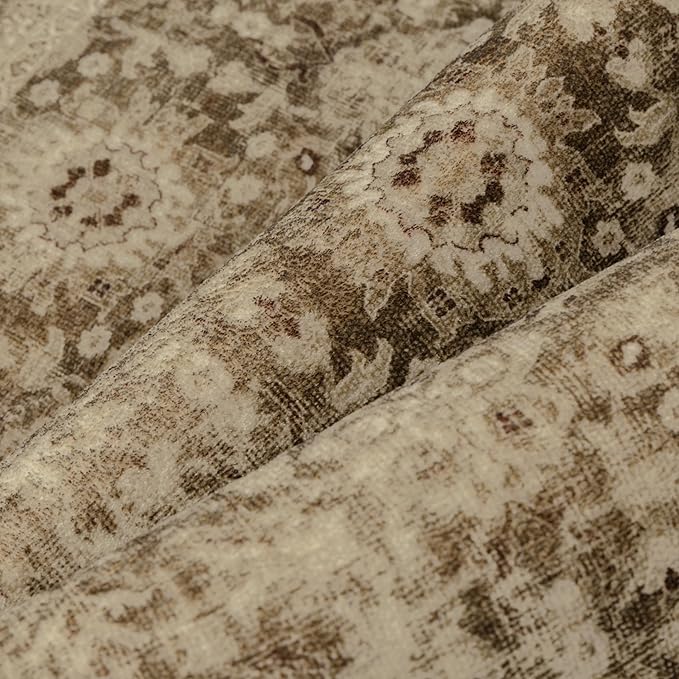 Brown 2x8 Runner Rug Hallway Non Slip Kitchen Vintage Distressed Long Carpet Indoor Machine Washable Traditional Floral Bedroom Accent Throw Rug for Office Laundry Bathroom Dining Living Room