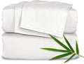 Pure Bamboo Split King Sheets, Genuine 100% Organic Viscose Derived from Bamboo Bed Sheet Set, Soft & Cooling, Double Stitching, 2 Fitted Sheets (Split King, White)