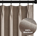 Topfinel Extra Long Total Blackout Linen Curtains 120 Inches Long for Living Room Large Window with Hooks Rings, Pinch Pleated Cold Blocking Acoustic Heavy Taupe Track Curtains 2 Panels 10 FT