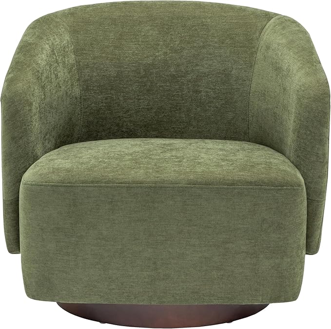 MINCETA Accent Chair,Modern Swivel Chairs for Living Room and Bedroom Reading with Wood Base,Set of 2,Fabric in Green
