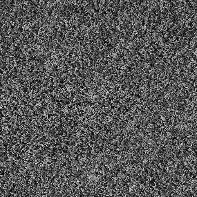 Unique Loom Solid Shag Collection Area Rug (5' 1" Square, Graphite Gray)