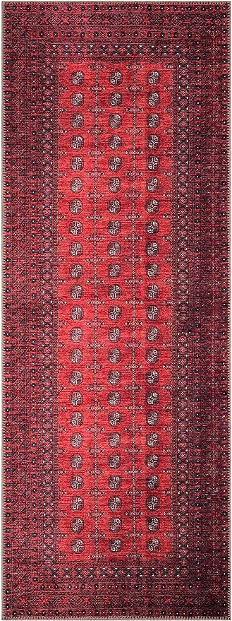 Keen Home Design 2x10 Rug - Machine Washable Runner Rug with Non-Slip Backing, Ideal for Hallway, Entryway, Kitchen, Laundry Room - Vintage, Easy Clean, Durable, Low Pile - (2'6" x 10')