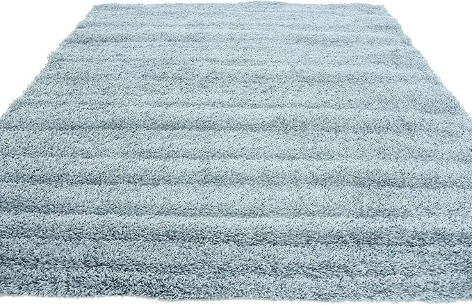 Unique Loom Solid Shag Collection Area Rug (8' Square, Light Slate Blue)