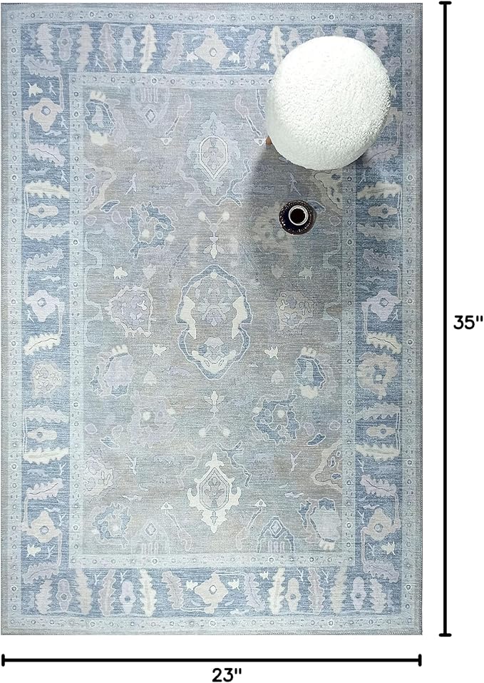 Fame Rugs Gray Modern Oushak Rug 5x7, Washable Vintage Turkish Colorful Oriental Antique Inspired Area Rugs, Luxury Living Room Bedroom (389GBB, 5' x 7')