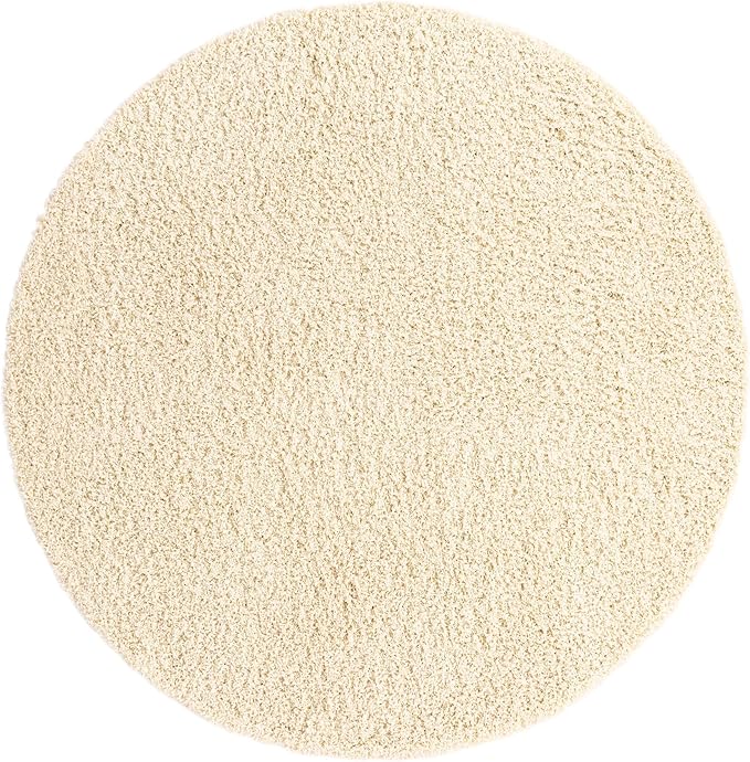 Unique Loom Solid Shag Collection Area Rug (4' 1" Round, Pure Ivory)