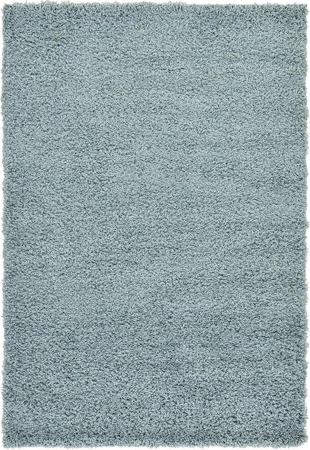 Unique Loom Solid Shag Collection Area Rug (4' 1" x 6' 1" Rectangle, Light Slate Blue)