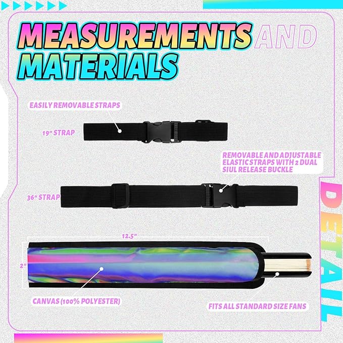 Summer Rave Fan Thigh Holster Rave Fan Holder Folding Hand Pouch Foldable Sleeves with Waist Belt for Thigh Party