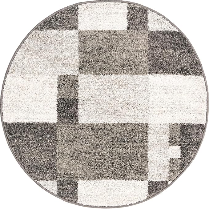 Unique Loom Autumn Collection Area Rug - Providence (3' 3" Round, Gray/ Ivory)