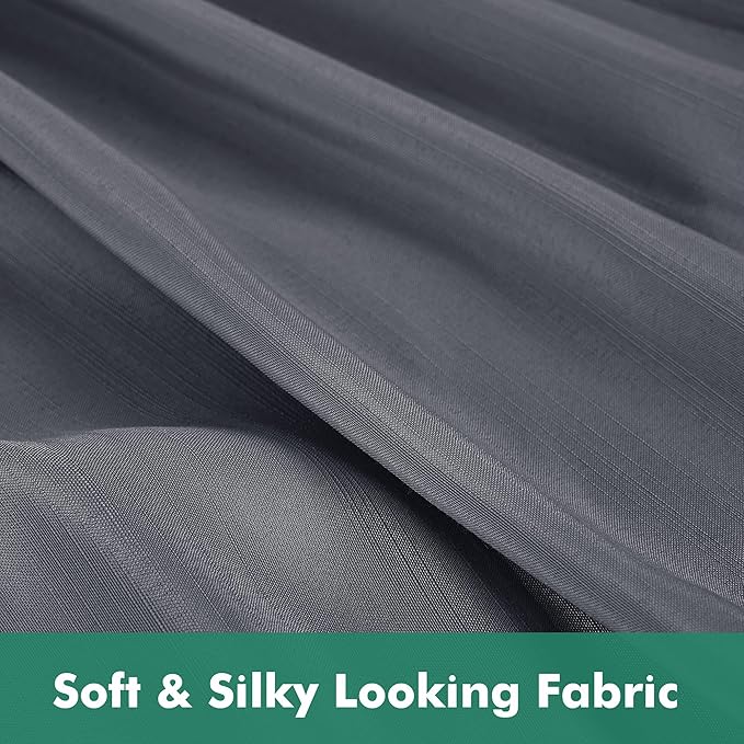 Biscaynebay Wrap Around Bed Skirts with Split Corners for Full Beds 18" Drop, Dark Grey Adjustable Elastic Dust Ruffles Easy Fit Wrinkle Resistant Silky Luxurious Fabric Machine Washable