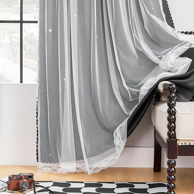 XiDi Curtains for Bedroom Decor, Rainbow Black 52/90/1