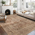 vivorug 6x9 Area Rugs, Ultra-Soft Washable Rug for Living Room Dinner Room Bedroom, Non-Slip Vintage Rug, Indoor Carpet Large Area Rug, Earth Tone