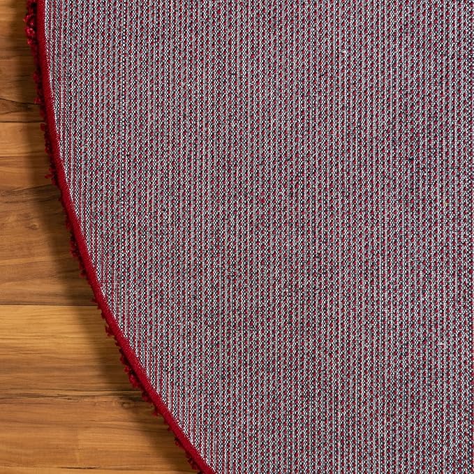 Unique Loom Solid Shag Collection Area Rug (3' 3" x 5' 3" Oval, Cherry Red)