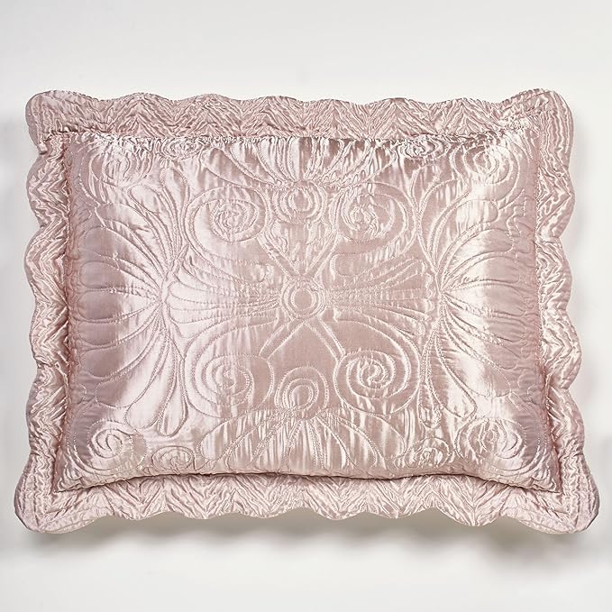 Touch of Class Portia Luxury Bedding | Posh Rose Quartz | Premier Quilted Polyester Satin | Hand Guided Machine Quilted Scroll Design 3 Piece Set: Cal King Oversized Bedspread and 2 King Shams
