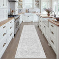 Grey 2x8 Runner Rug Washable Vintage Long Carpet for Hallway Kitchen Soft Retro Floral Low Pile Indoor Runner Non Slip Central Medallion Throw Rug for Bathroom Bedroom Laundry Dining Room