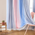 XiDi Curtains for Bedroom Decor, Rainbow PinkGreyBlue-34-90